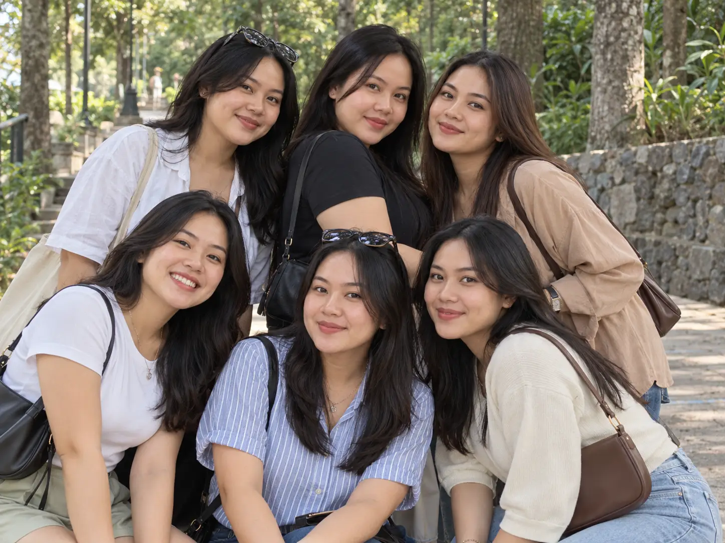Ilustrasi perempuan berfoto bersama teman dan merasa kurang percaya diri